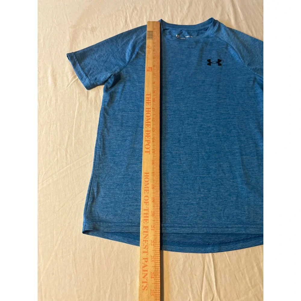 Under Armour T-Shirt Youth Boys Medium Blue Excellent Heathered HeatGear Loose
